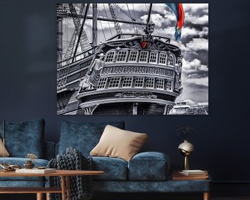 Het schip De Amsterdam op een heerlijke zomerse dag van Hans de Waay