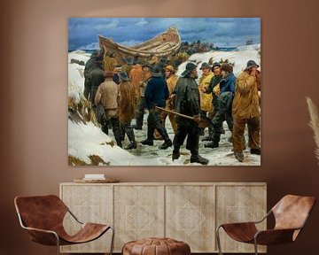 De reddingsboot wordt door de duinen genomen, Michael Ancher...