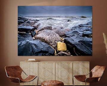 Breakwater in the IJsselmeer, long shutter speed photo by Fotografiecor .nl