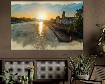 Deventer sunset painted by Arjen Roos