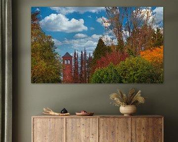 Blauwe luchten en herfst gekleurd gewas van Jolanda de Jong-Jansen