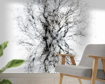 Abstract Collage of tree in black and white