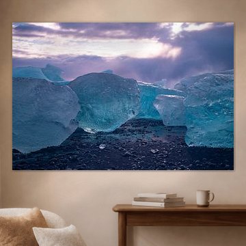 Diamant Beach bij Jökulsárlón, IJsland.