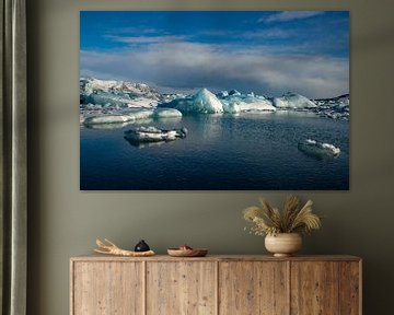 Die isländische Landschaft. Jökulsárlón, Diamantstrand und der Vatnajökull-Gletscher