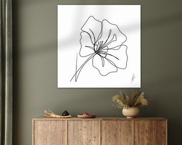 One line drawing Hibiscus by Ankie Kooi