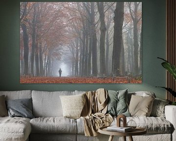 Man in foggy forest by Vera Decock