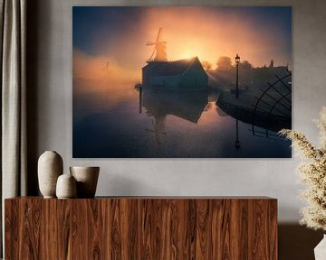 Foggy sunrise Zaanse Schans by Albert Dros
