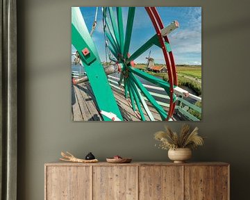 Windmühle De Zoeker am Ufer der Zaan, Zaanse Schans, Noord-Holland, Niederlande von Rene van der Meer