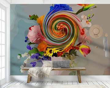 Stilleven met een boeket van bloemen “Swirl it up II”