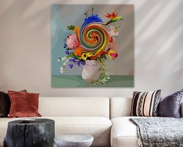 Nature morte avec un bouquet de fleurs "Swirl it up II" (en anglais) sur The Art Kroep
