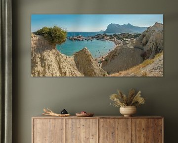 Strand en haventje, wind en regen erosie, Kolymbia, Rhodos, Rhodes, Griekenland