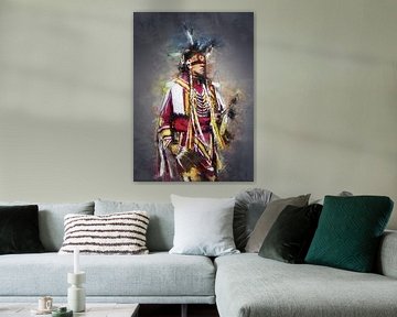Olieverf portret van een indiaan