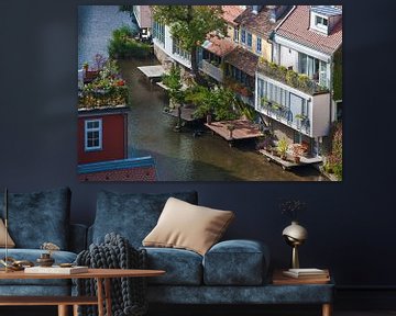 Häuser am Fluss Gera in Erfurt von Werner Dieterich