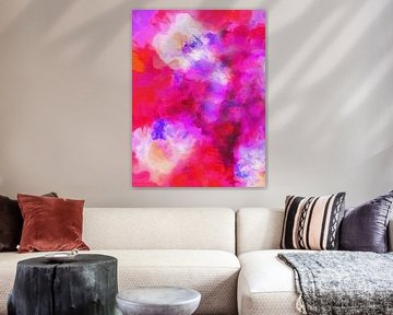 Abstract floral palette red and lilac by Joost Hogervorst