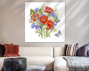 Field bouquet poppies by Geertje Burgers