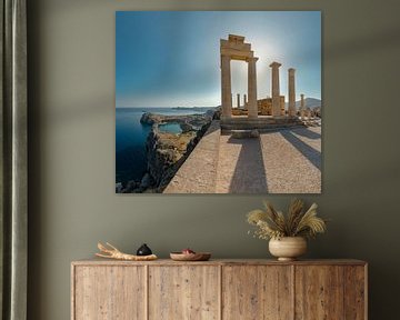 Zuilen van de Akropolis, Lindos, Rhodos, Rhodes, Griekenland van Rene van der Meer