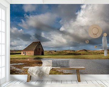 Texel boerderij(schapenboet) met hollandse lucht van Erik van 't Hof