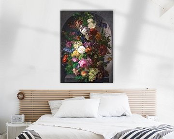 Porseleinschilderij (bloemstilleven in een vaas), Joseph Nigg