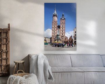 St. Mary's Basilica  on the Rynek , UNESCO World Heritage Site,  Krakow, Lesser Poland, Poland, Euro