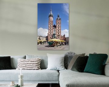 Maria-basiliek aan de Rynek , UNESCO-werelderfgoed, Krakau, Klein-Polen, Polen, Europa