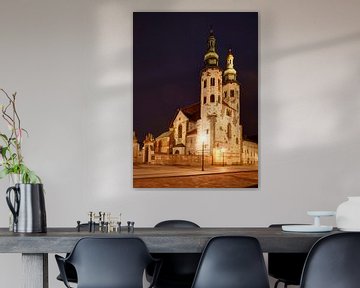 St. Andrewws Church in the Grodzka street at Night, Stare Miasto old town, Krakow, Lesser Poland, Po