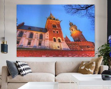 Kasteel Wawel in de schemering, Krakau, Klein-Polen, Polen, Europa
