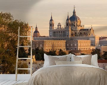 Uitzicht op het koninklijk paleis en de Almuneda Kathedraal in Madrid van Kim Willems