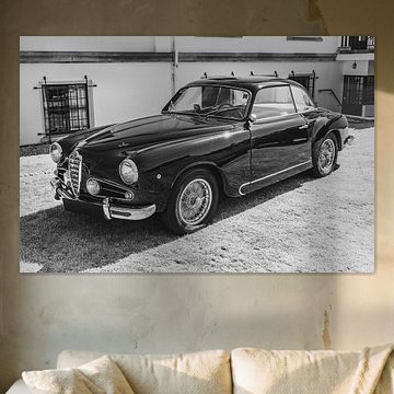 Alfa Romeo 1900 CSS 'Super Sprint' 1954 klassieke Italiaanse sportwagen in zwart-wit.