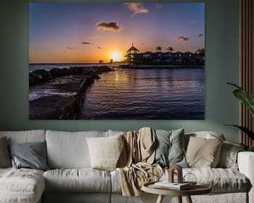 Sunset at Avila Beach in Curacao by Joke Van Eeghem