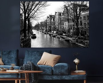 Les canaux d'Amsterdam en noir et blanc sur Bianca ter Riet