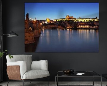 Praag - Vltava-rivier, Karelsbrug, oude stad en kasteel