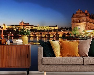 Praag - Vltava-rivier, Karelsbrug, oude stad en kasteel van Frank Herrmann