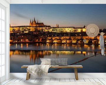 Praag - Vltava-rivier, Karelsbrug, oude stad en kasteel van Frank Herrmann