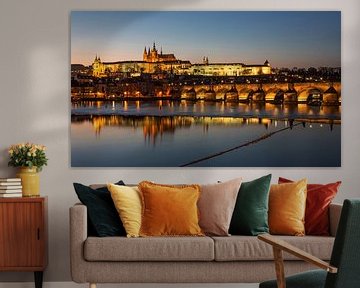 Prague - Vltava River, Charles Bridge, Old Town and Castle by Frank Herrmann