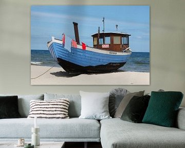 Fishing boat on the beach in Bansin, Bansin, island Usedom, Mecklenburg-Western Pomerania, Germany,  by Torsten Krüger