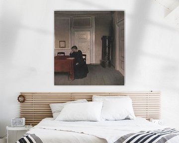 Wohnzimmer in der Strandgade mit der Frau des Künstlers, Vilhelm Hammershøi