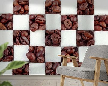 00995088 Diced sugar cubes and coffee beans