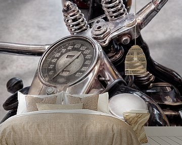 De zwarte Vintage Harley Davidson van Martin Bergsma