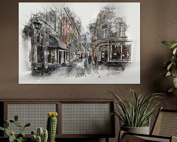 The Kremerstraat and the Peperbus in Bergen op Zoom (art) by Art by Jeronimo