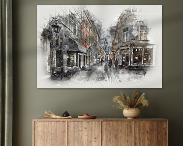 De Kremerstraat en de Peperbus in Bergen op Zoom (kunst) van Art by Jeronimo