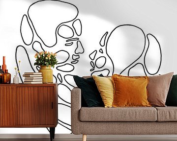 I love you! (line drawing heart man woman in love line art wedding Valentine's Day black and white)) by Natalie Bruns