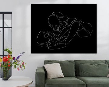 Wanneer het donker is (sexy lijntekening man vrouw liggend zwart darkroom vrijen verliefd line art) van Natalie Bruns