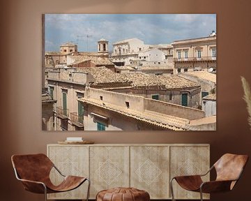 Kerk, huizen, daken, oude stad, Noto, Sicilië van Torsten Krüger