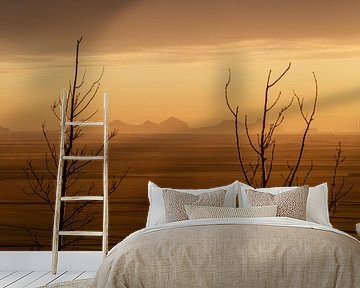 ochtendgloren met uitzicht op Vestmannaeyjabær ijsland