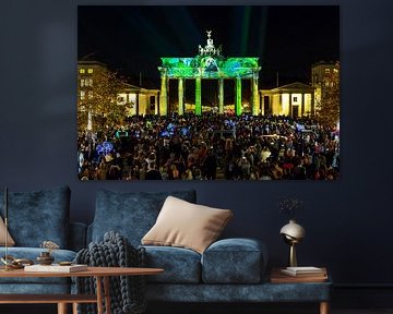 Porte de Brandebourg avec projection d'un panda sur Frank Herrmann