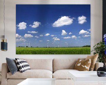 Grain field with blue sky by Karina Baumgart