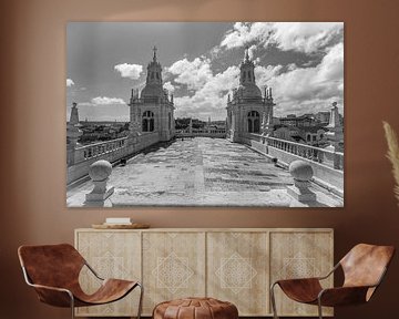 The São Vicente de Fora Monastery in Lisbon in Portugal in black and white
