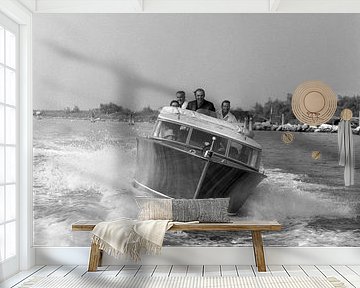 Scottish actor Sean Connery racing on a water taxi by Bridgeman Images