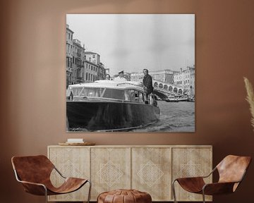 Scottish actor Sean Connery standing on a water taxi by Bridgeman Images