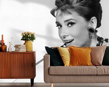 Audrey Hepburn in de film Breakfast At Tiffany's van Bridgeman Images